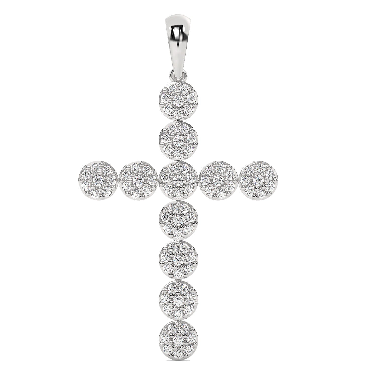 14K 0.75 Ct Cluster Cross Pendant With Chain