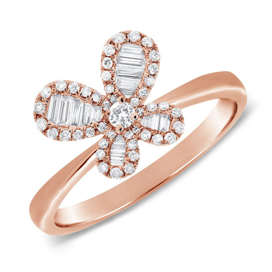 14k Gold & Baguette Diamond Butterfly Ring