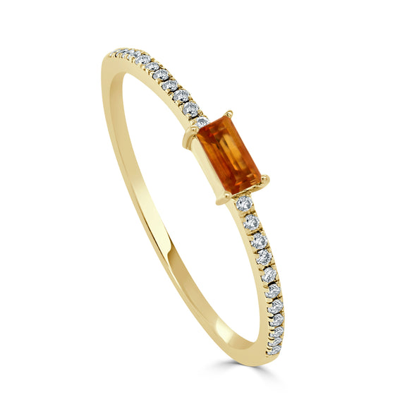 14k Gold & Citrine Baguette Stackable Ring