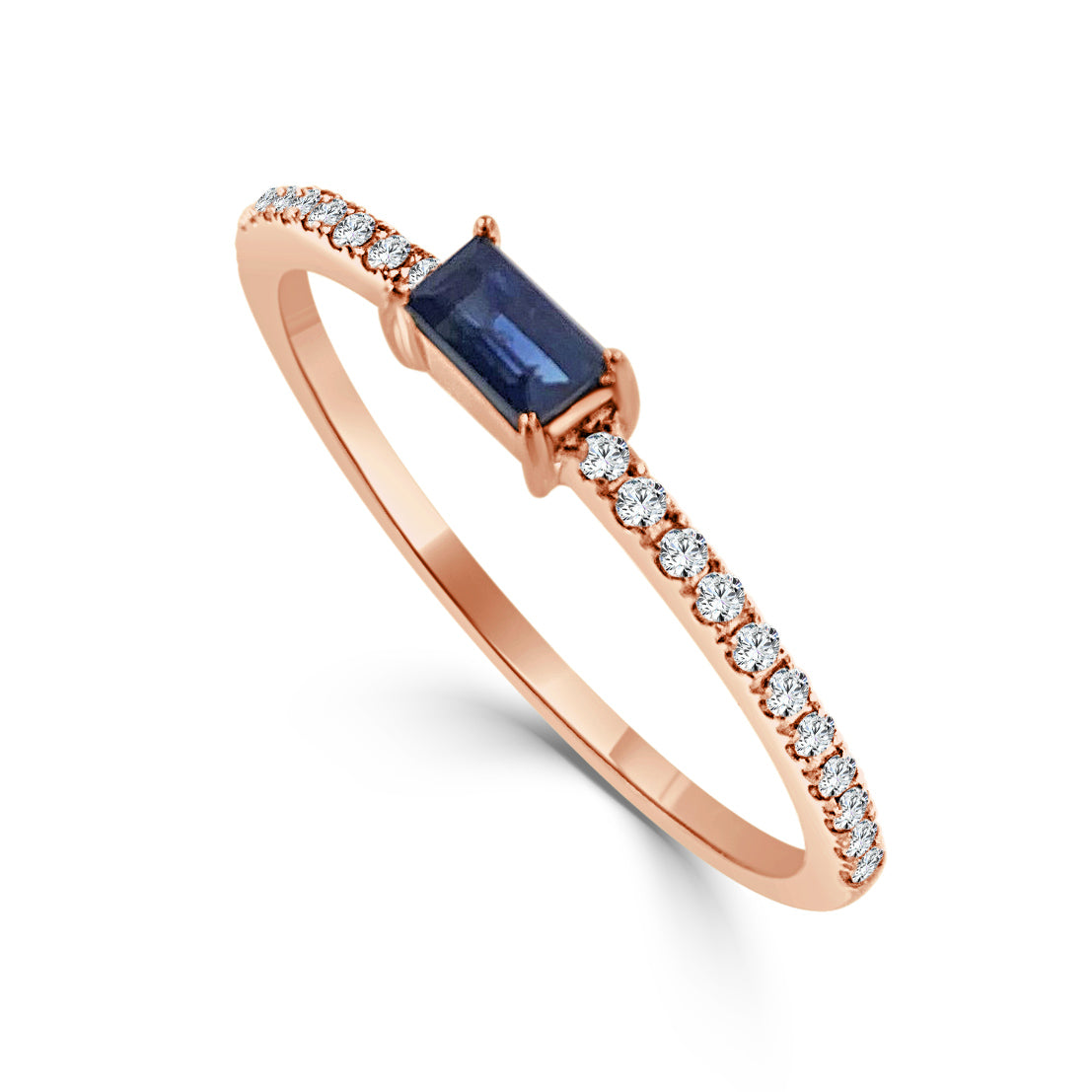 14k Gold & Sapphire Baguette Stackable Ring