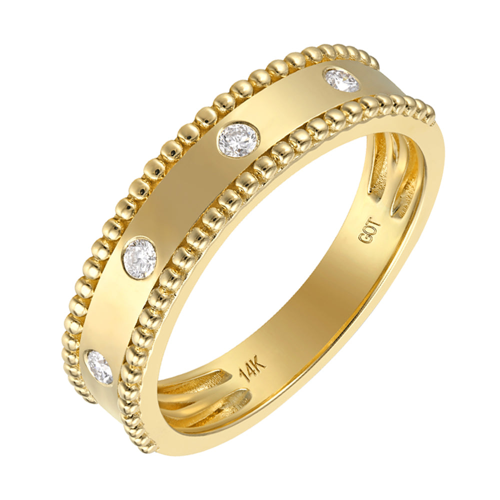 14K Yellow Gold Diamond 0.10 Ct Ring