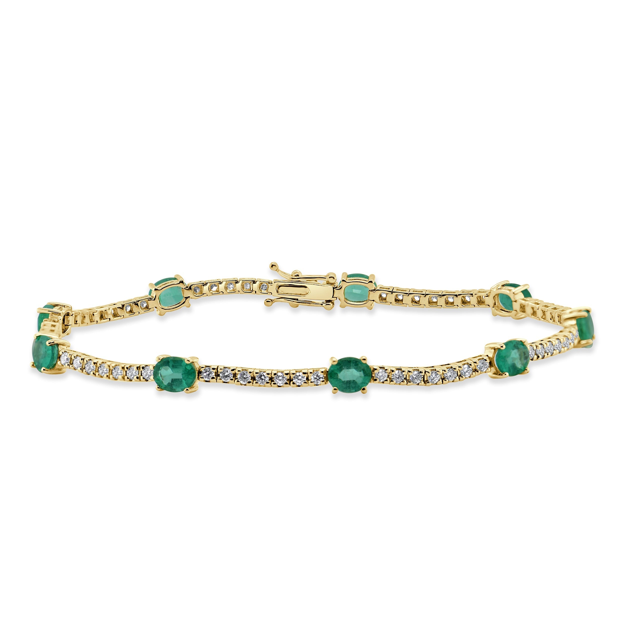 14K Gold Diamond & Emerald Bracelet
