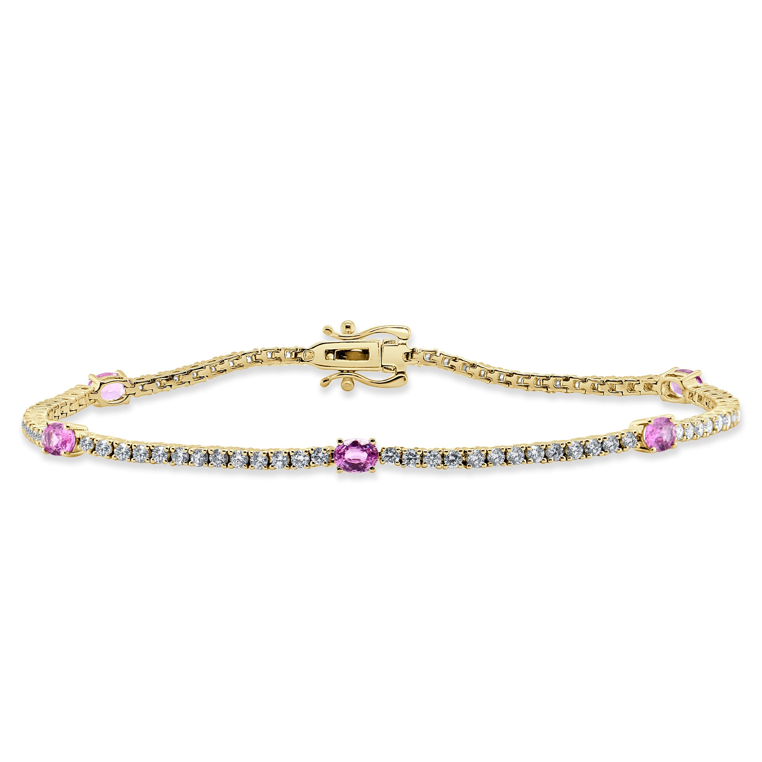 14K Gold, Diamond & Pink Sapphire Station Tennis Bracelet