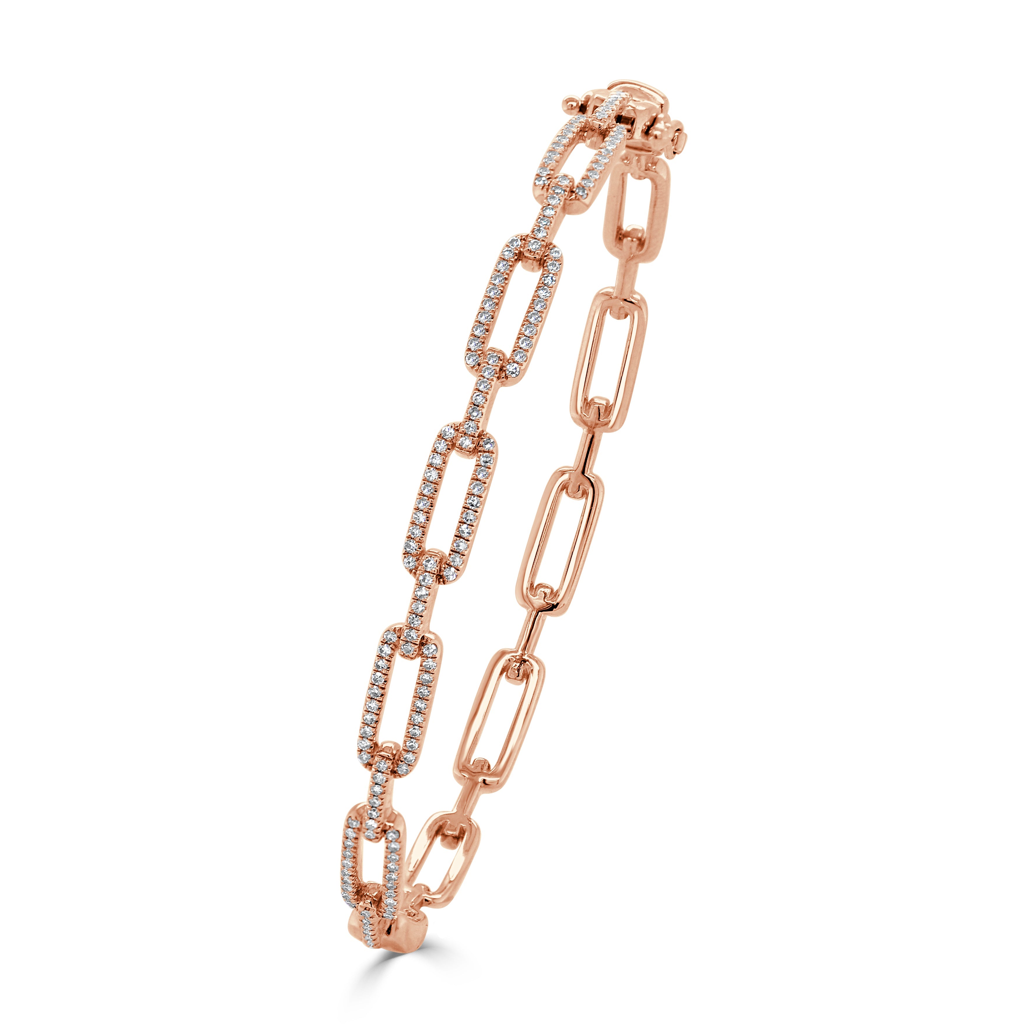 14k Gold & Diamond Link Bangle Bracelet