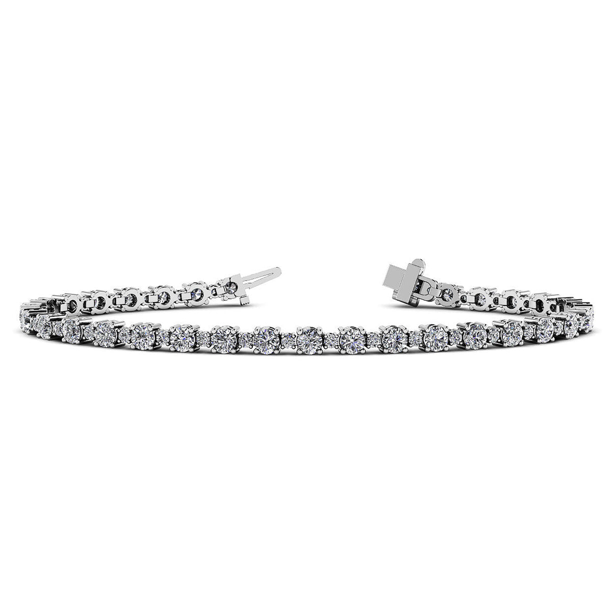 Alternating Diamond And Gemstone Tennis Bracelet