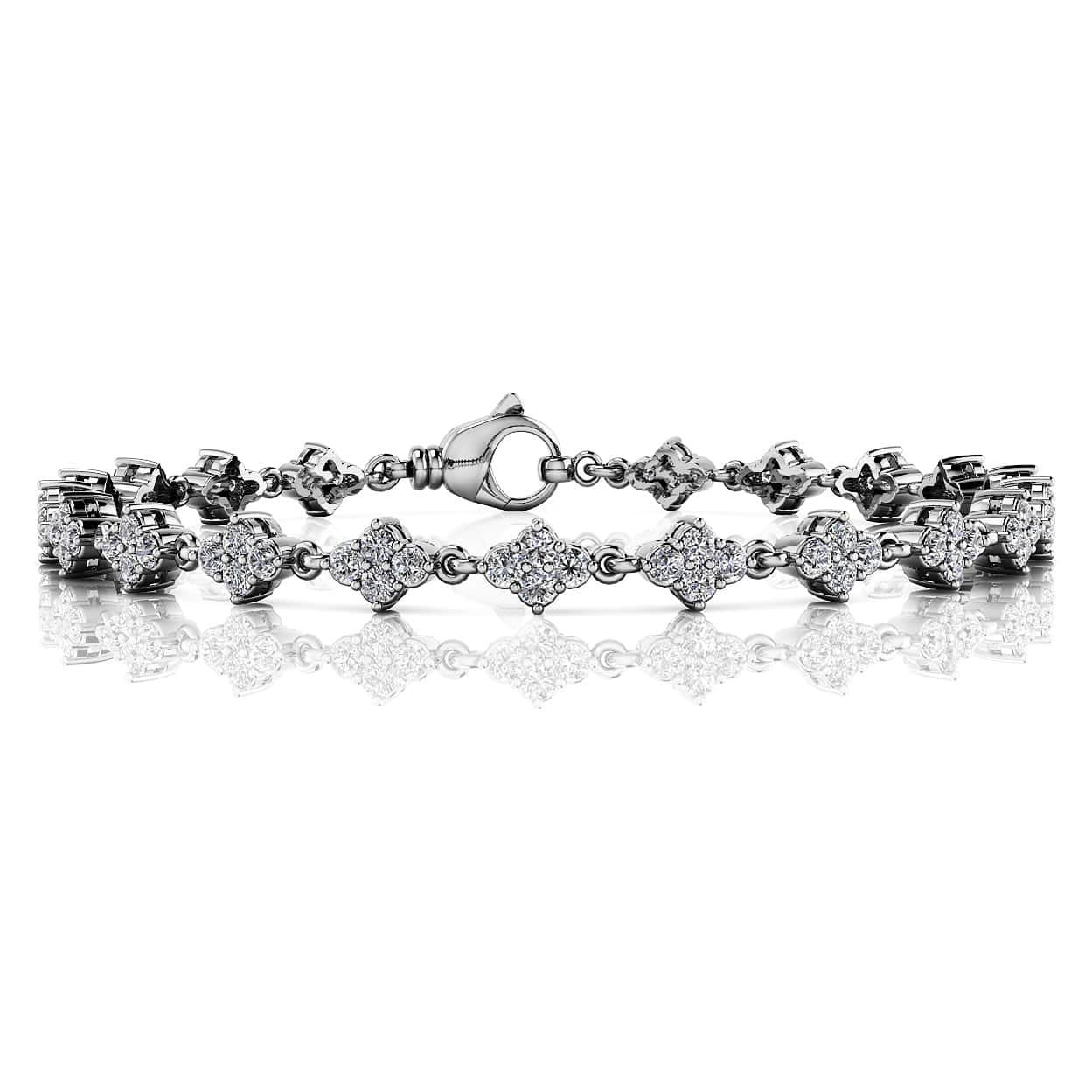Flower Cluster Link Diamond Bracelet