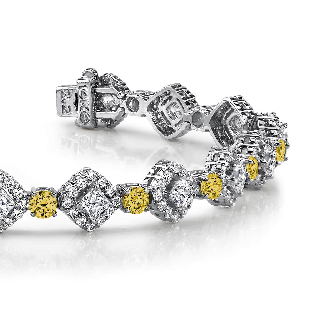 Princess Cut Diamond And Gemstone Bracelet