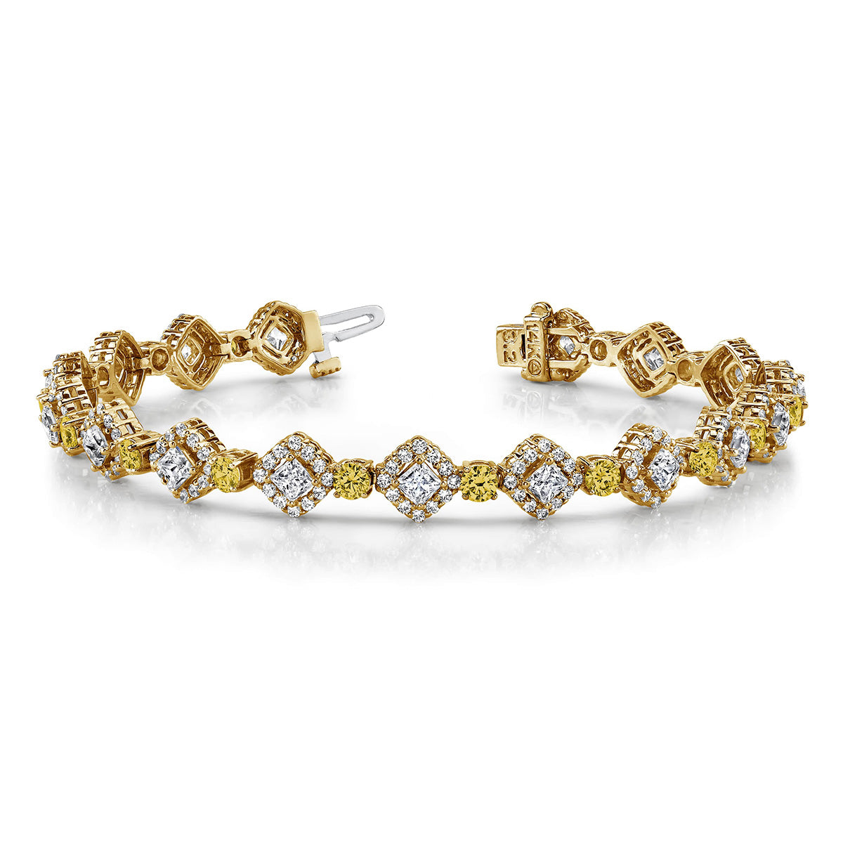 Princess Cut Diamond And Gemstone Bracelet