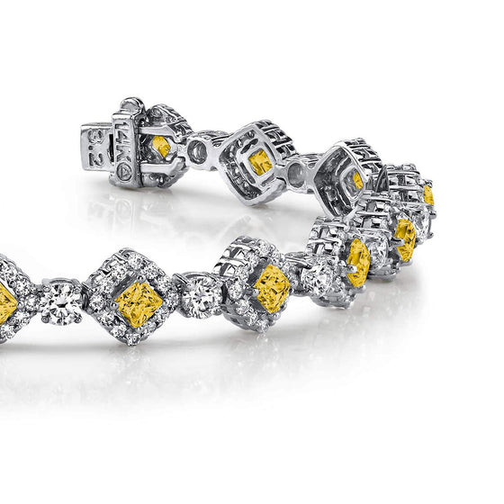 Princess Cut Gemstone And Diamond Bracelet