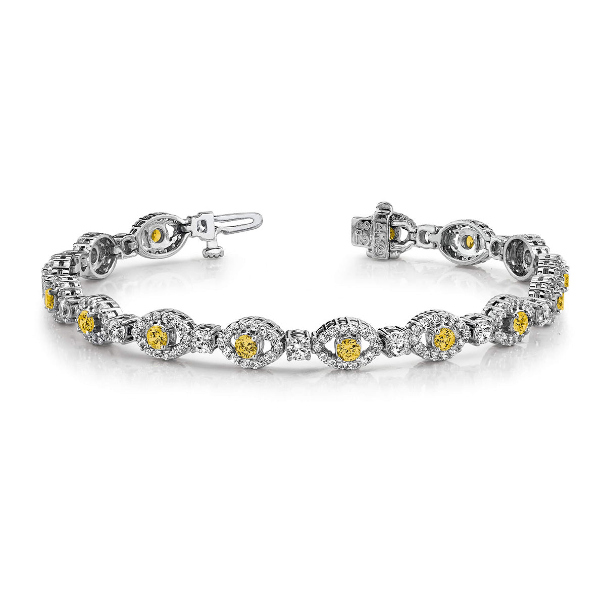 Almond Link Gemstone Diamond Bracelet