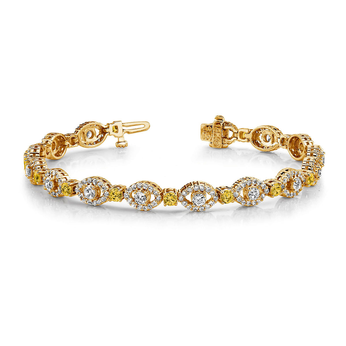 Almond Diamond Gemstone Link Bracelet