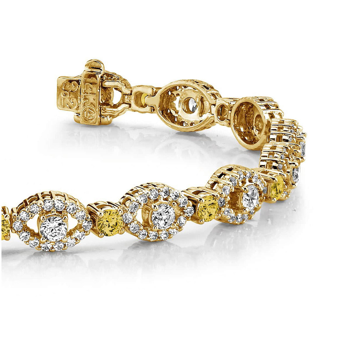 Almond Diamond Gemstone Link Bracelet