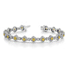 Square Link Gemstone Centered Diamond Bracelet