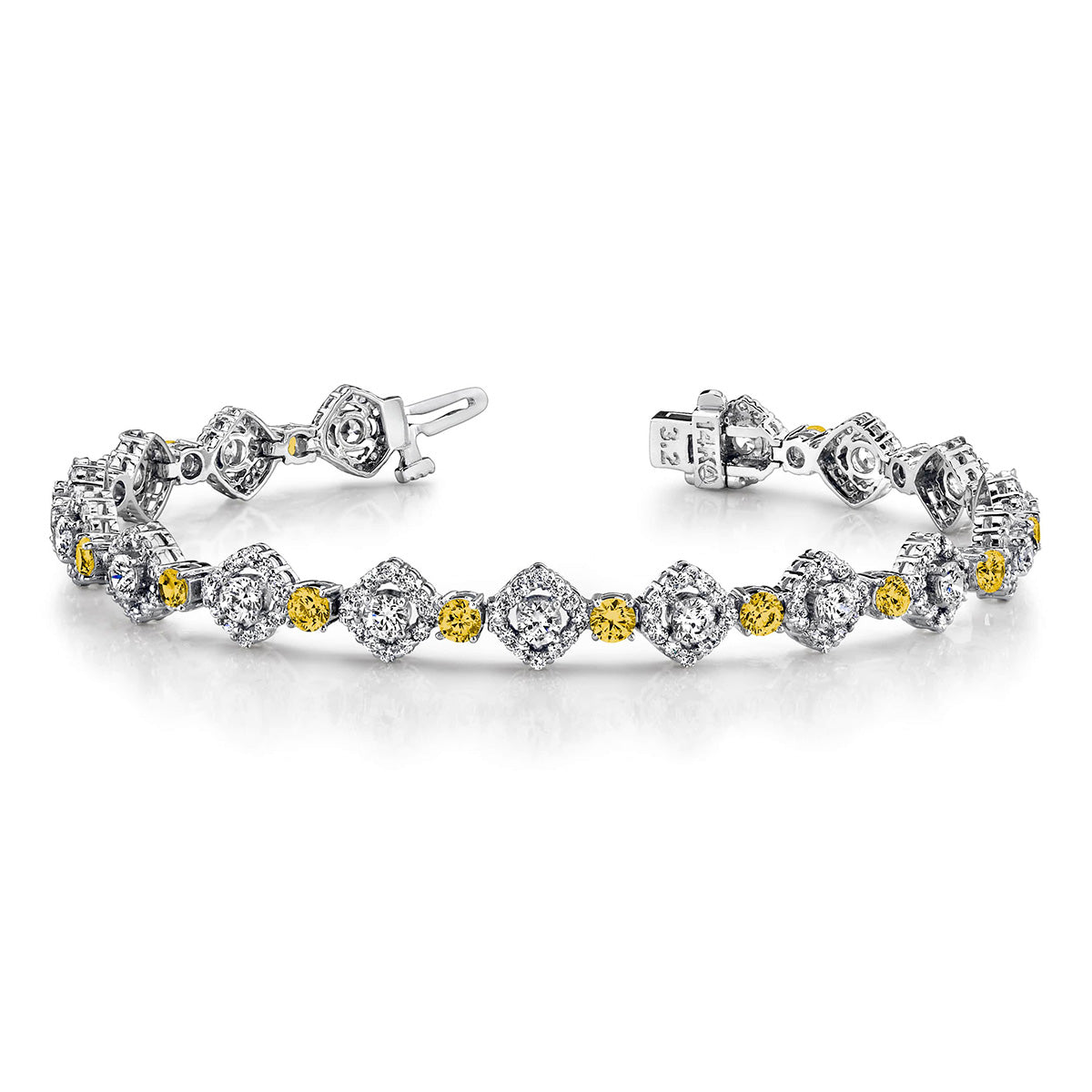 Square Link Gemstone Diamond Bracelet