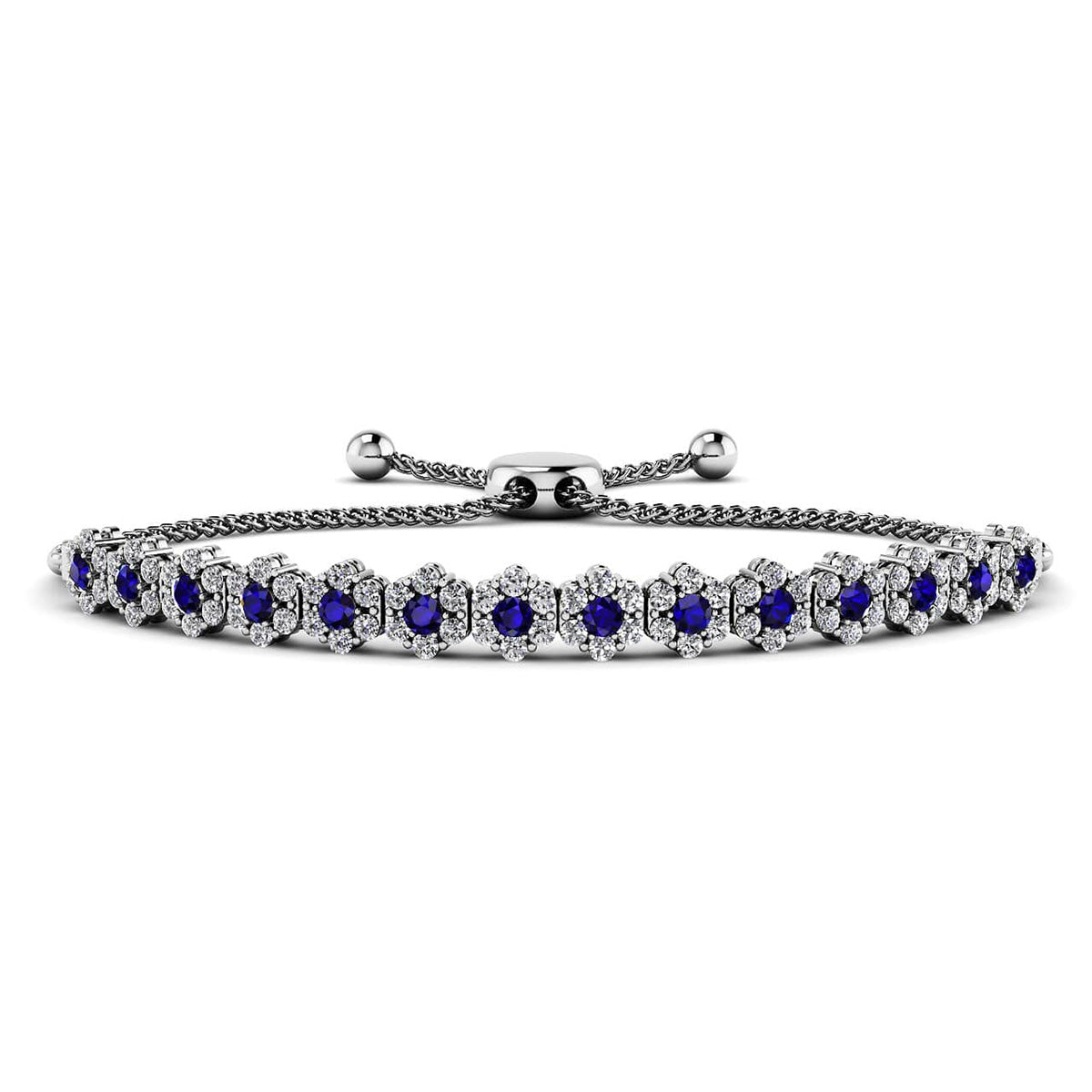 Fleur Gemstone And Diamond Adjustable Bracelet