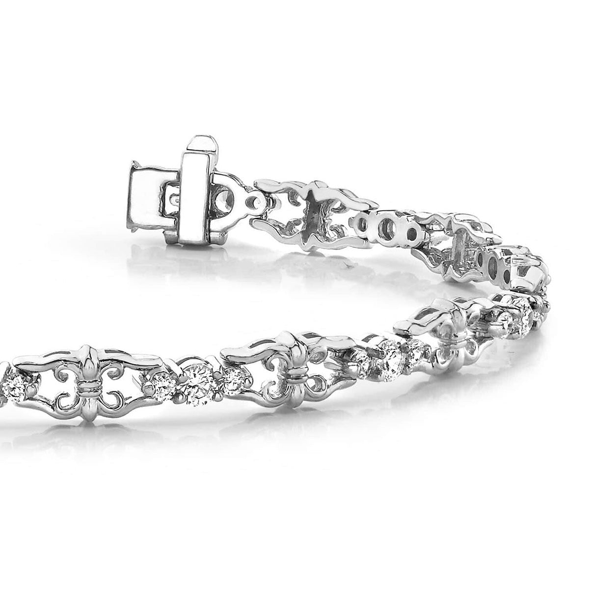 Three Across Crown Link Diamond Bracelet