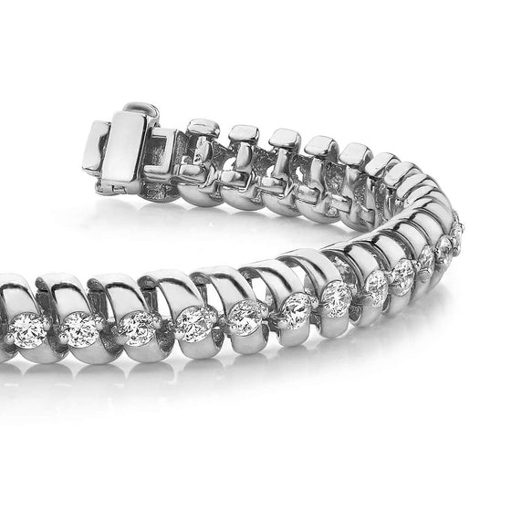 Spiral Link Diamond Tennis Bracelet