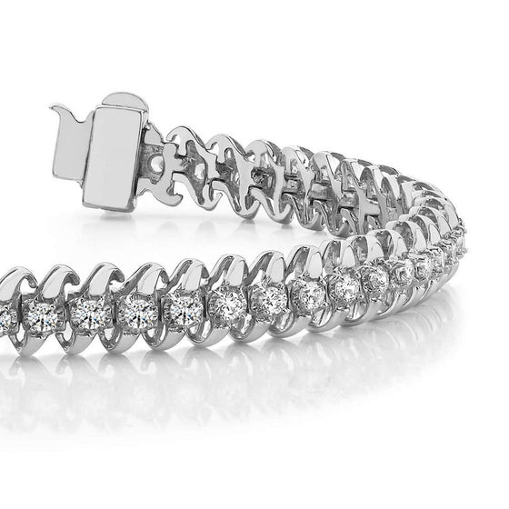 Slanted Spiral Illusion Diamond Tennis Bracelet