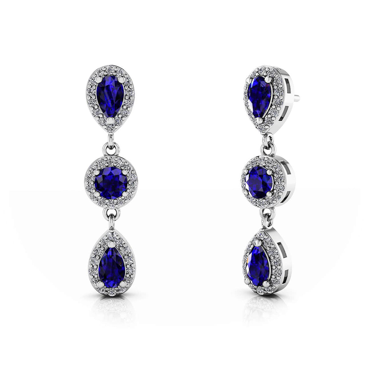 Luminous Pear And Round Diamond Gemstone Earrings