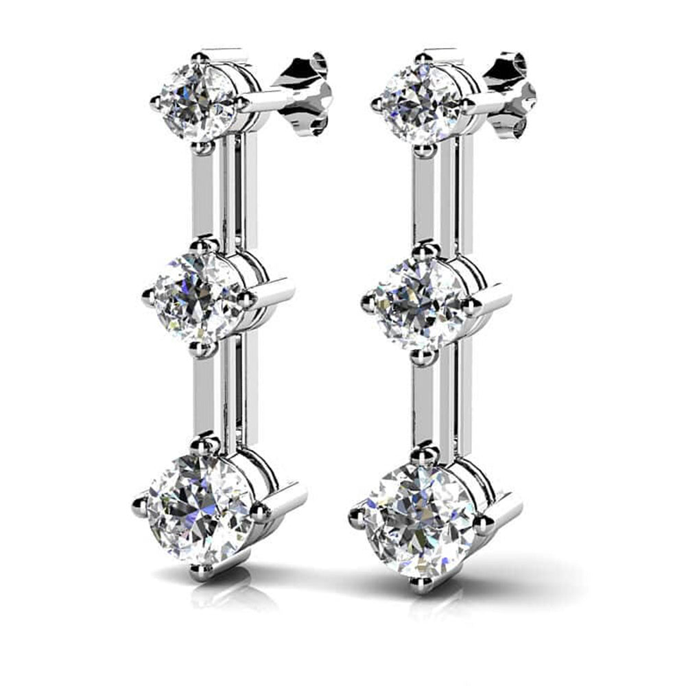 Diamond Prong Set Triple Earrings