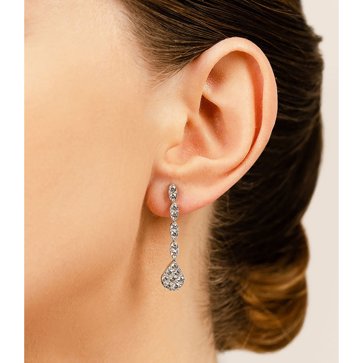 Sparkling Pear Drop Cluster Earrings