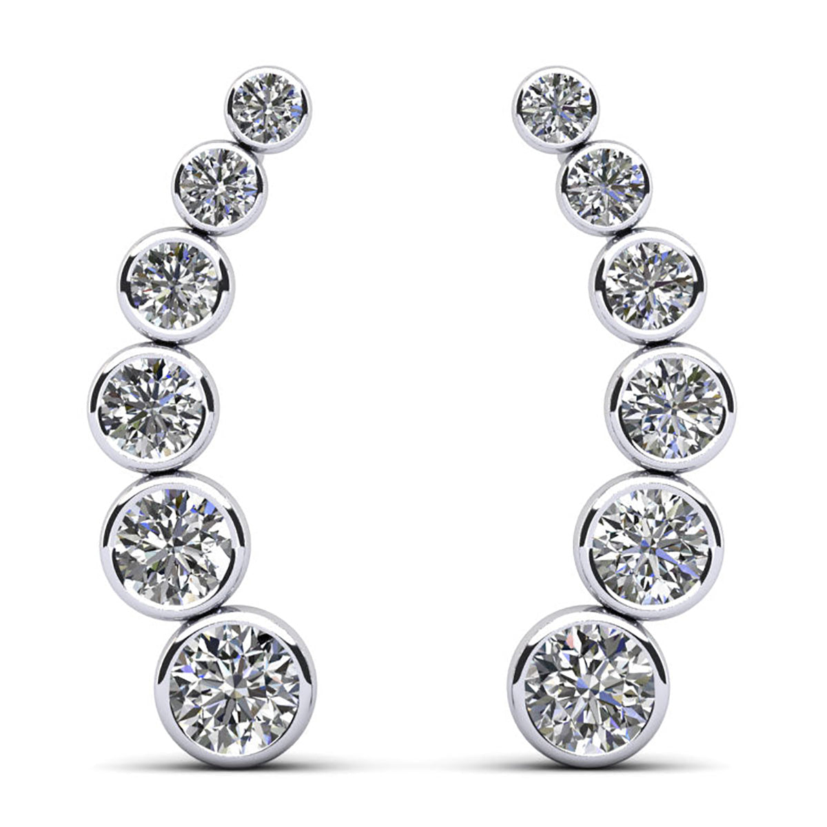 Bezel Set Diamond Journey Earrings