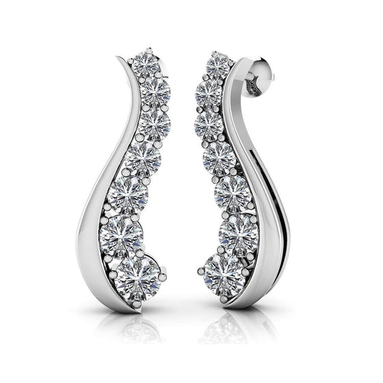 Wavy Journey Diamond Earrings