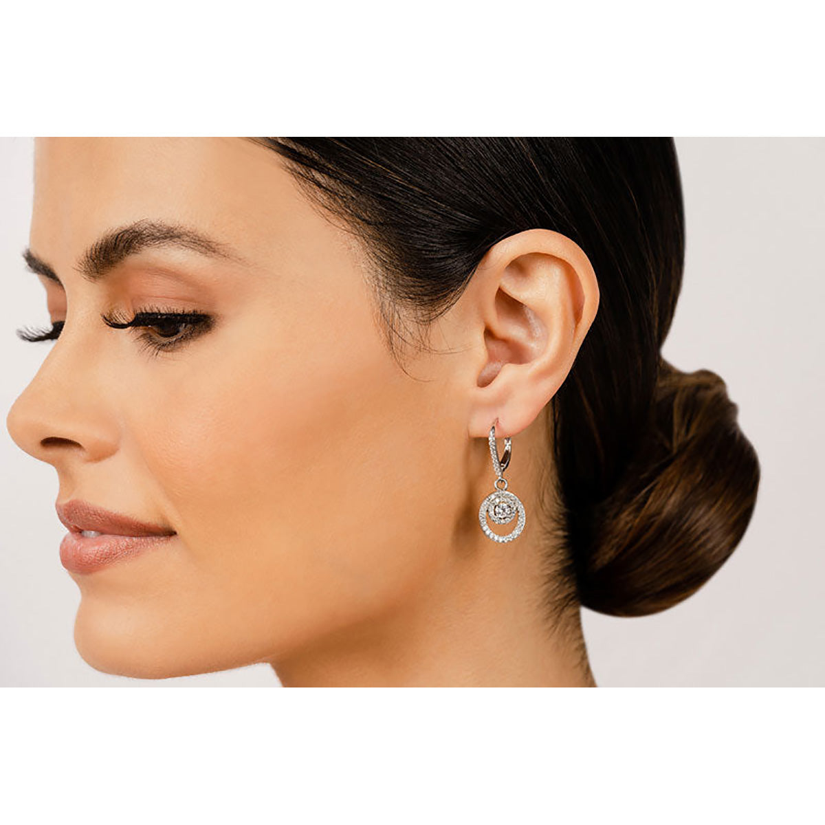 Diamond Circle Pendant Shephard Hook Earrings