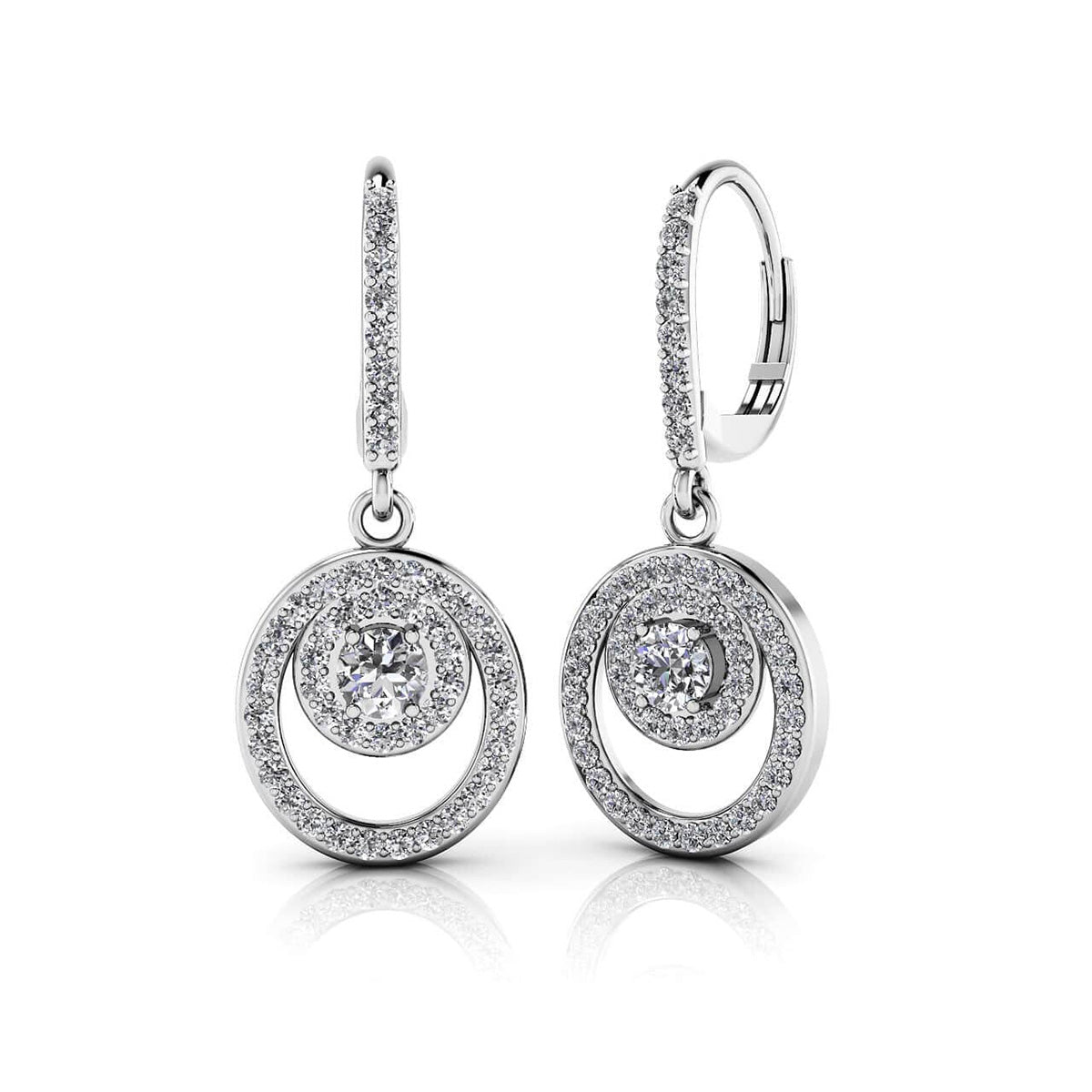 Diamond Circle Pendant Shephard Hook Earrings