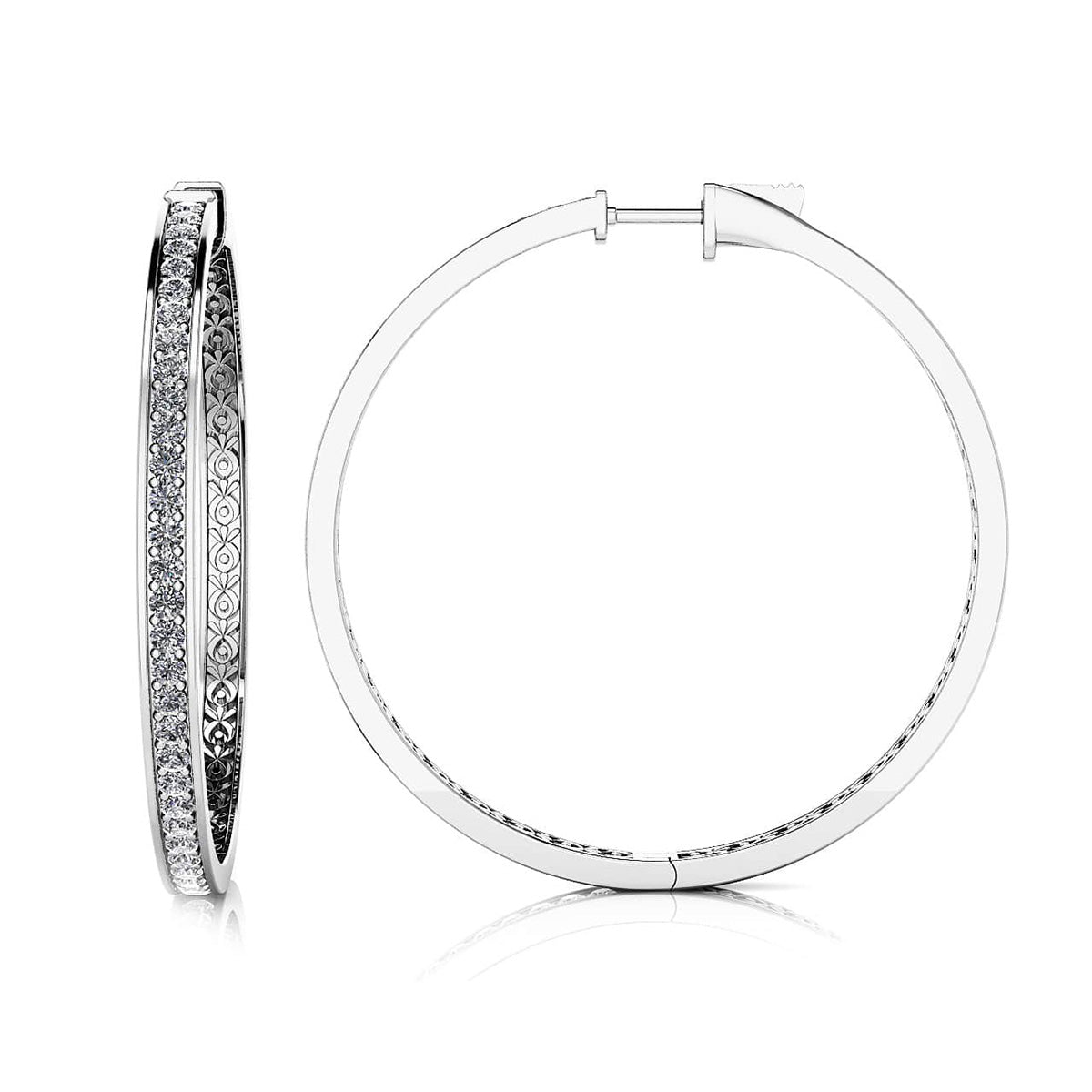Extra Large Prong Set Diamond Lined Hoops