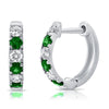 14K Gold Emerald & Diamond Alternating Huggie Earrings