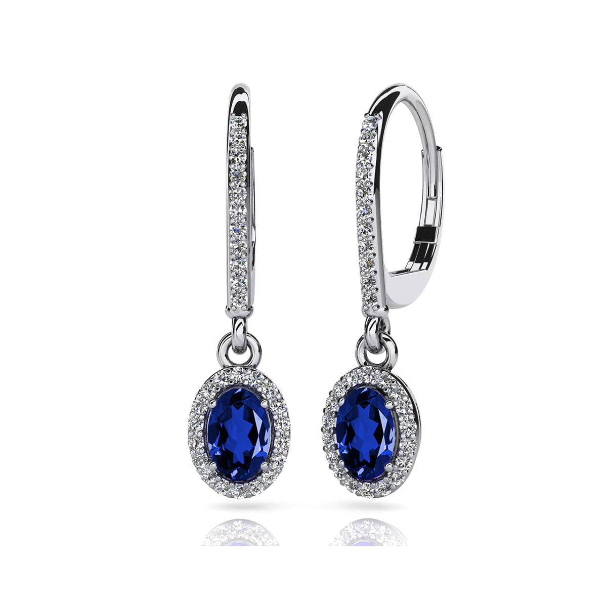 Oval Shaped Gemstone And Diamond Earrings