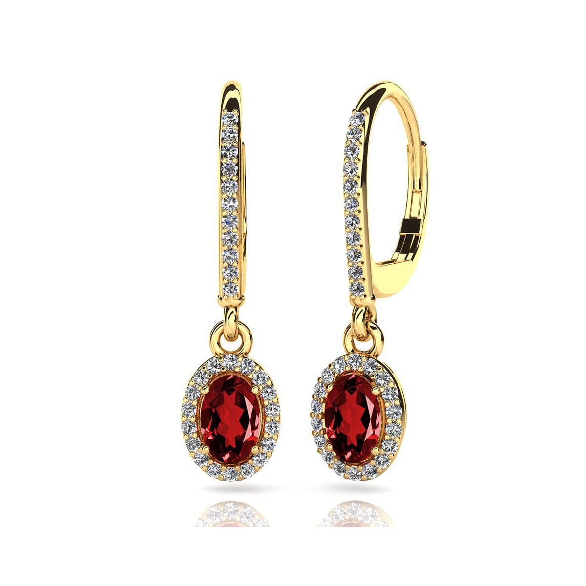 Oval Shaped Gemstone And Diamond Earrings