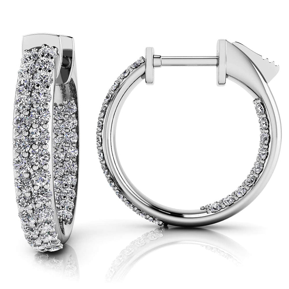 Inside Out Domed Diamond Hoop Earrings Extra Small