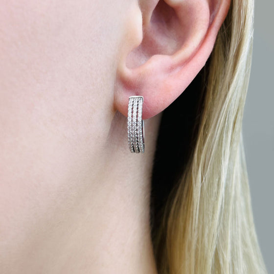 Petit 3 Row Diamond Hoop Earrings
