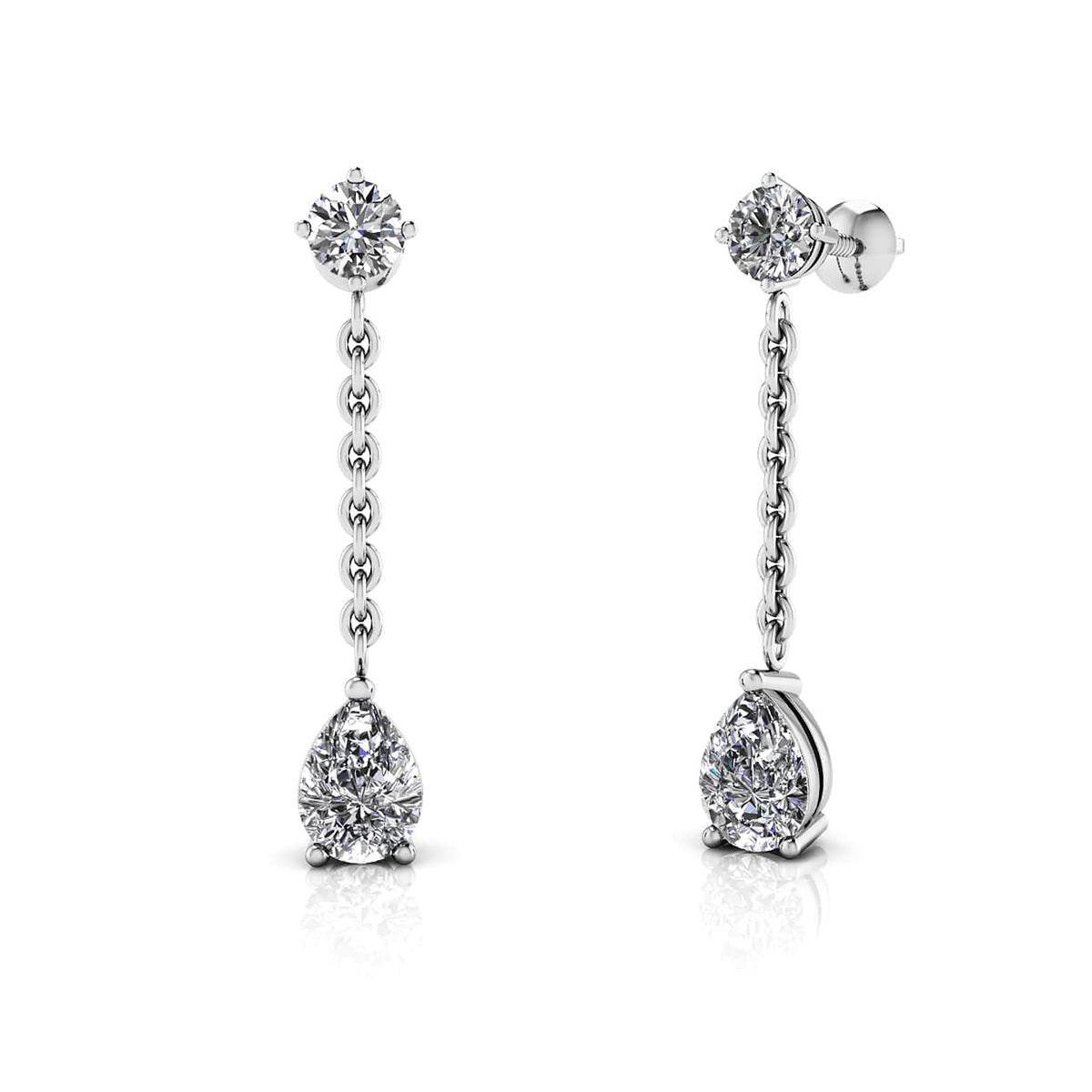 Elegant Pear Diamond Drop Earrings