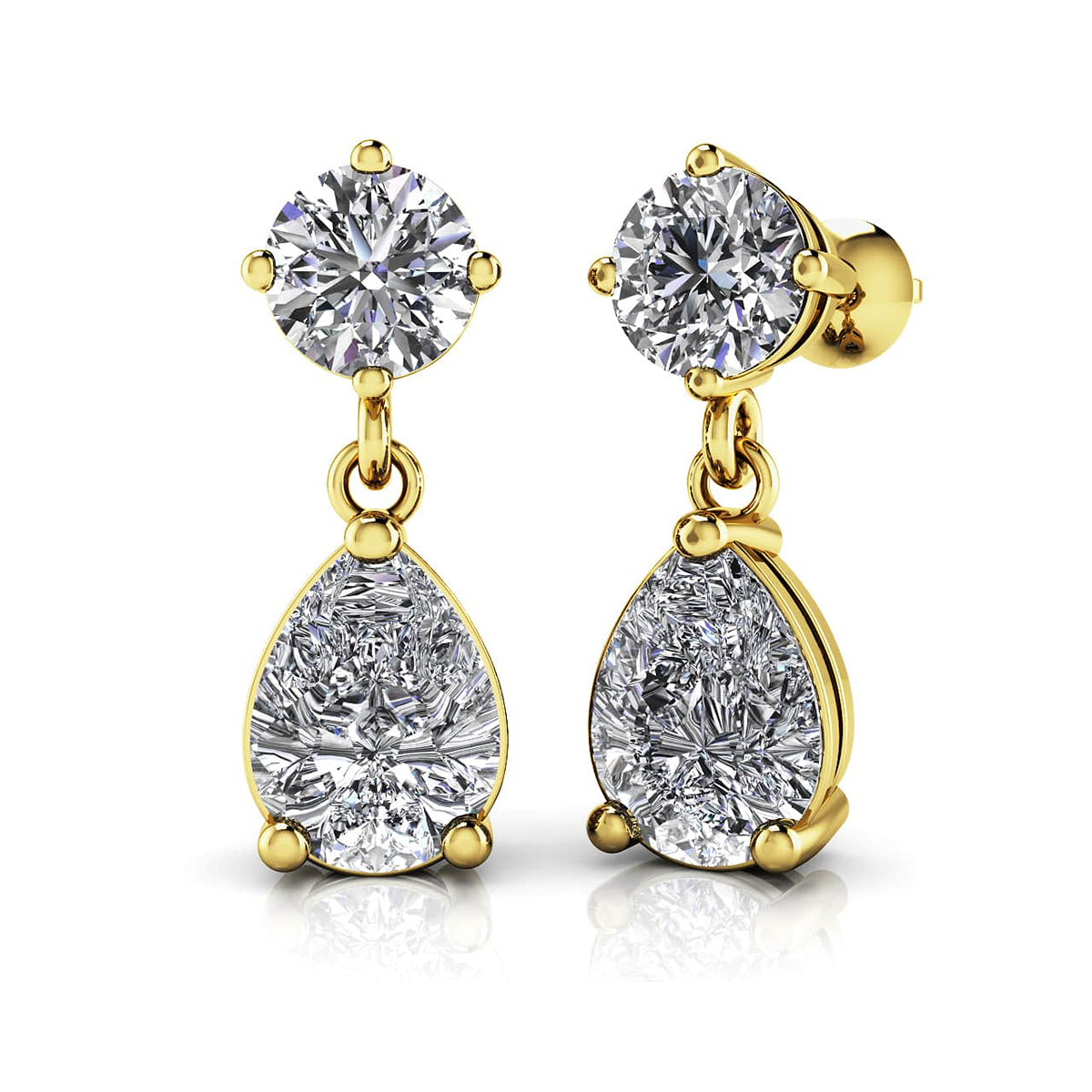 Alluring Round And Pear Shaped Drop Earrings