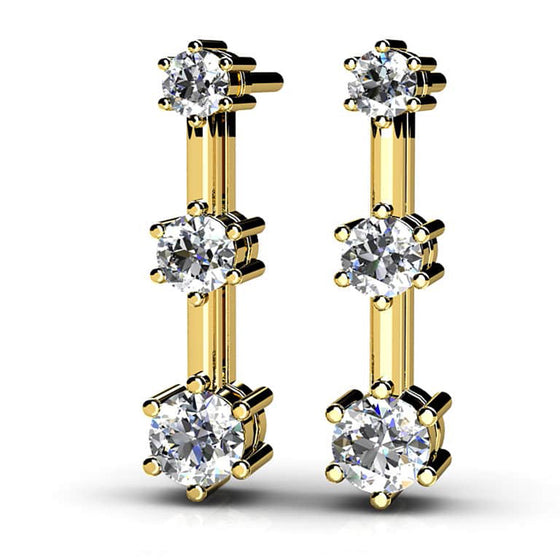 Thin Link Diamond Drop Earrings