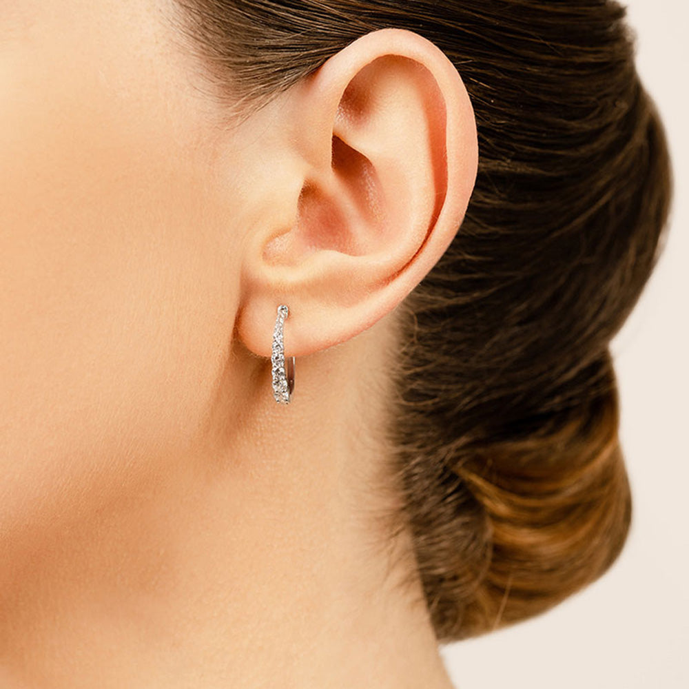 Petite Tapered Diamond Hoop Earrings