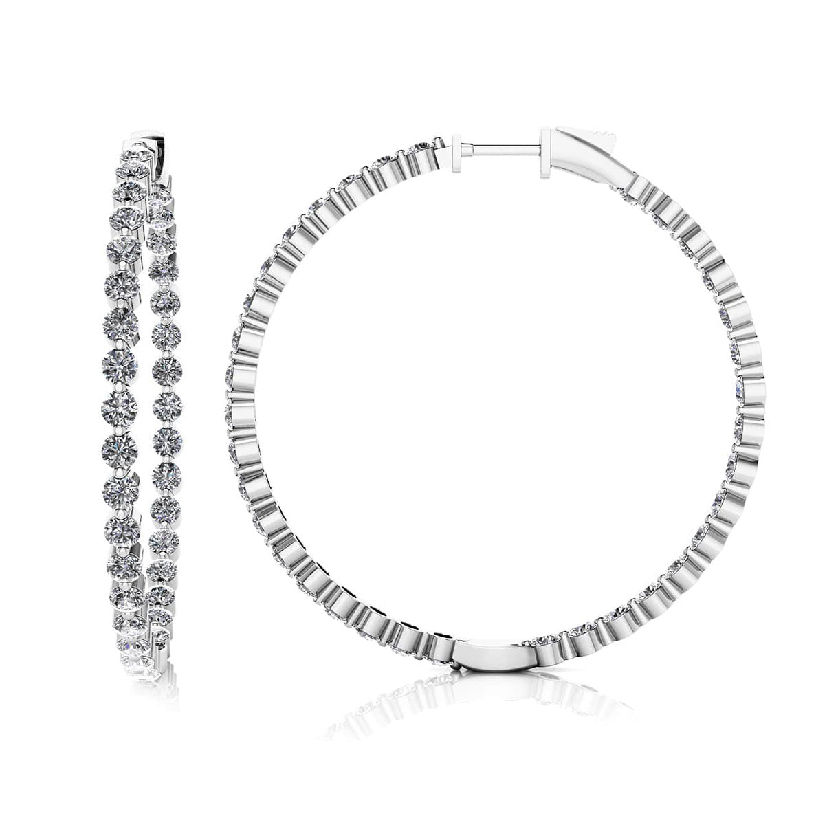 Shared Prong Diamond Hoop Earrings Extra Large
