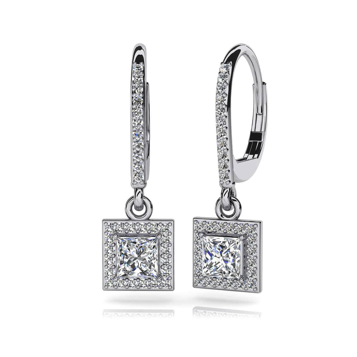 Princess Cut Diamond Drop Earrings