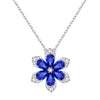 14k Gold Diamond & Sapphire Flower Necklace