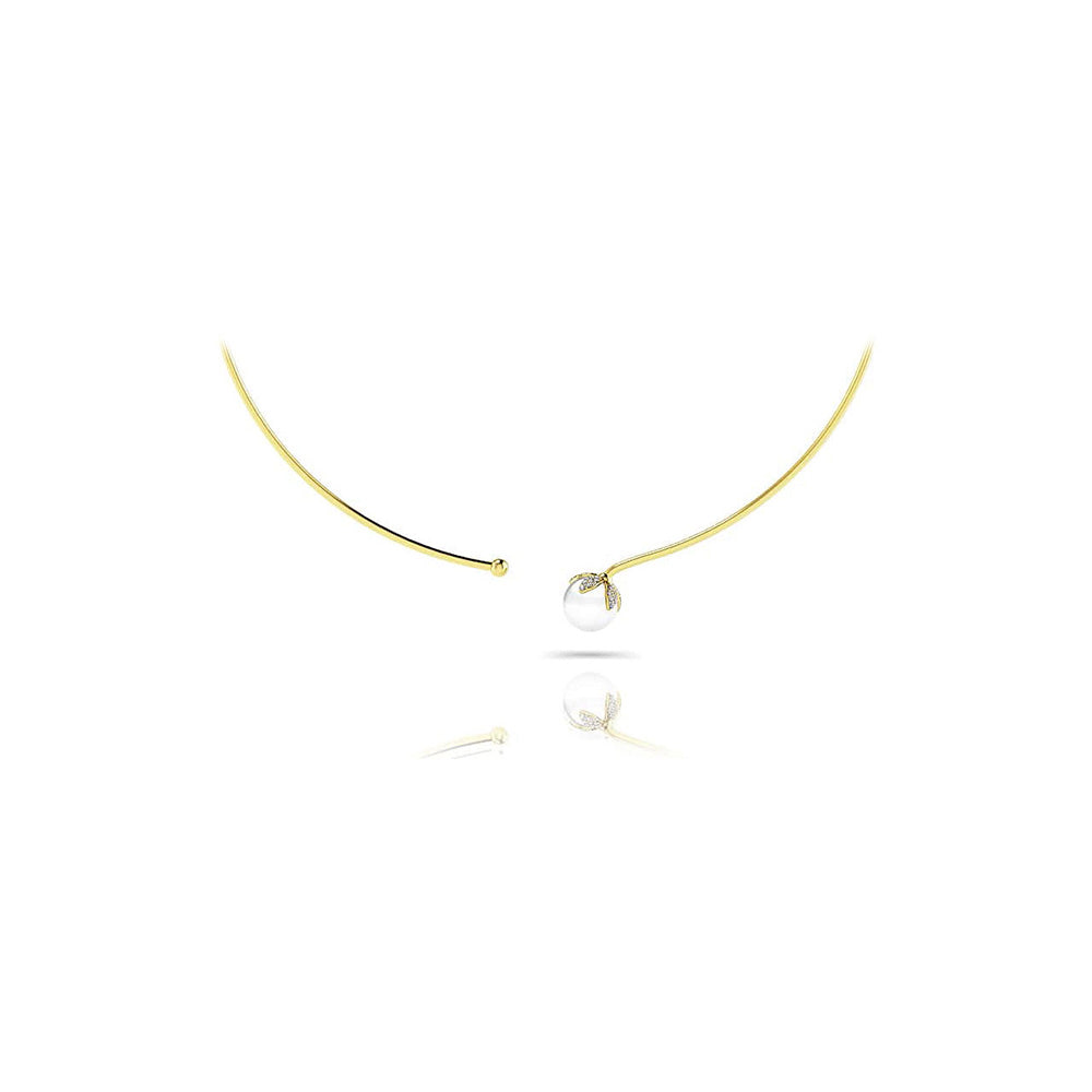 Single Pearl Flexible Gold Necklace 