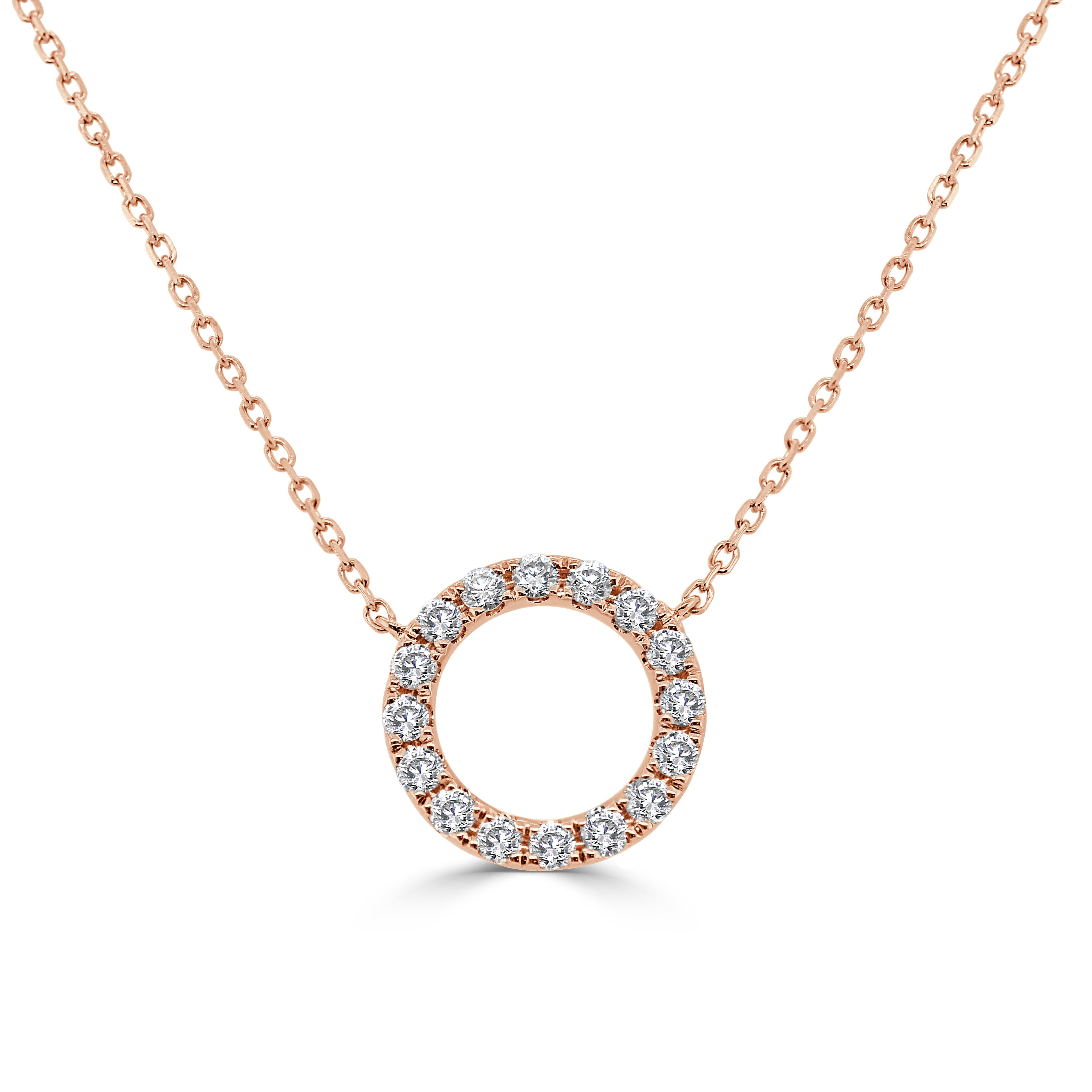14k Gold & Diamond Open Circle Necklace