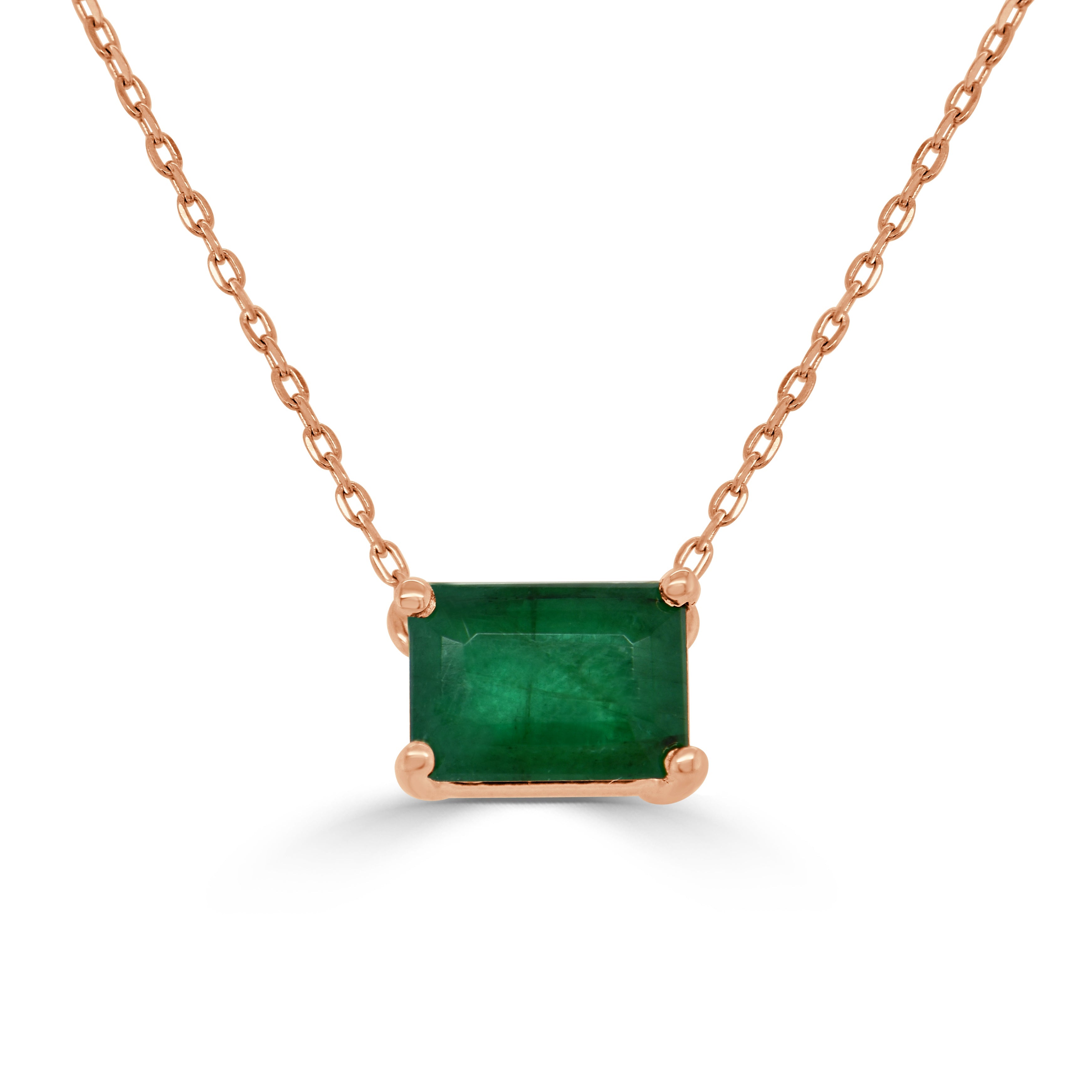 14k Gold Green Emerald Necklace