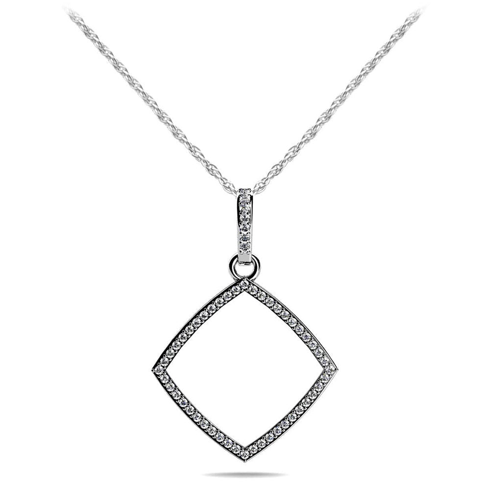 Offset Square Diamond Pendant 
