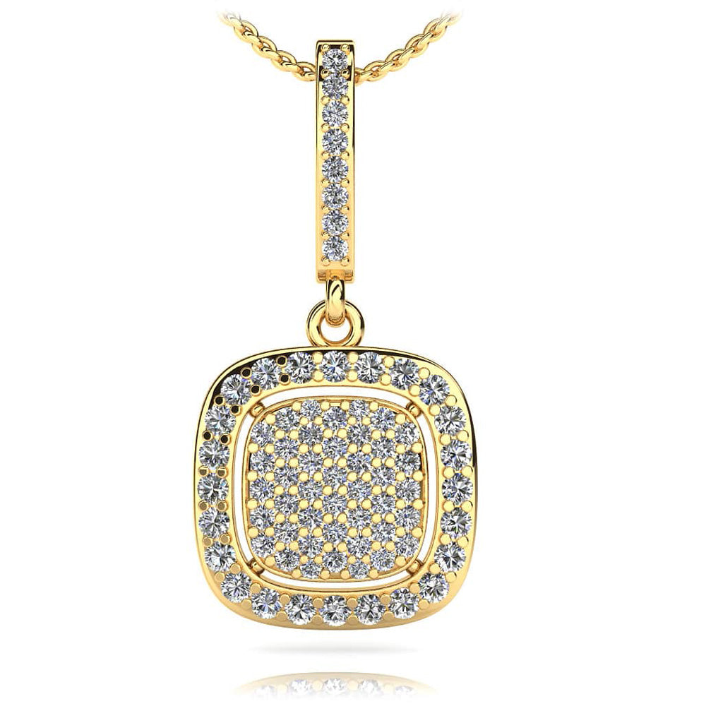Square Shaped Diamond Cluster Pendant With Gap 
