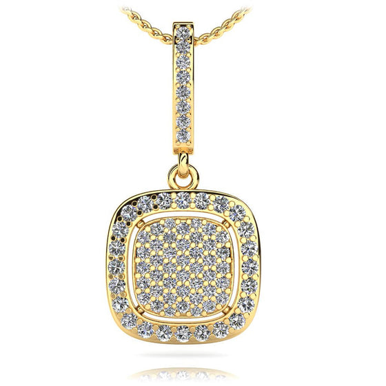 Square Shaped Diamond Cluster Pendant With Gap 