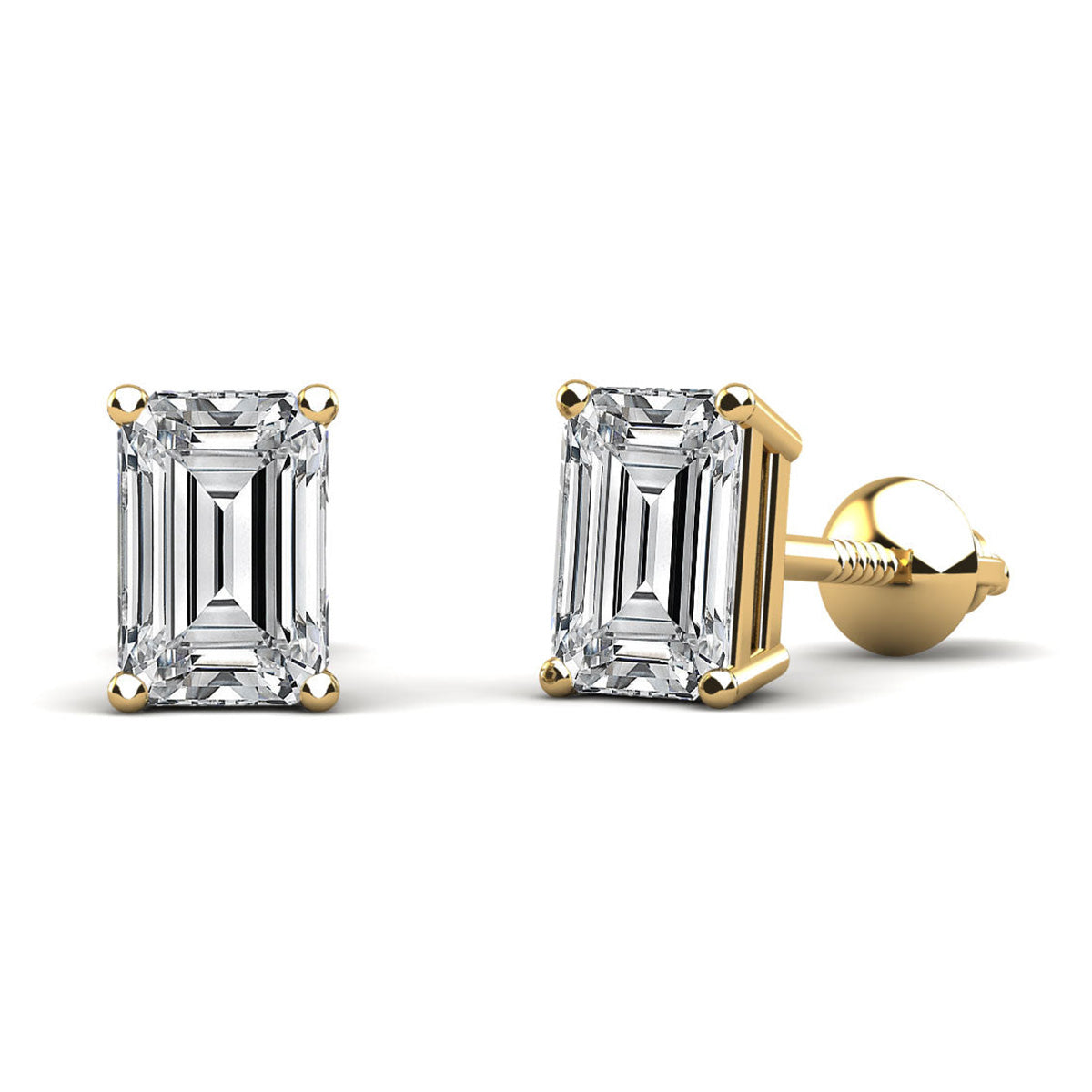 Classic Emerald Cut Diamond Stud Earrings